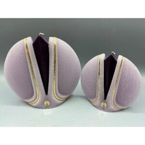 Vintage Candela Sculpted Purple Gold Art Deco Candles Set
